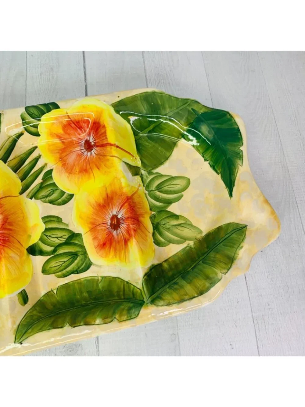 Ambiance Collection ROYAL PALM By Nanette Vacher Stoneware Section Serving Tray